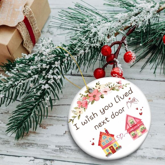 🆕 Christmas Tree Ornament I Wish You Lived Next Door Friendship Xmas Decoration - Picture 7 of 7